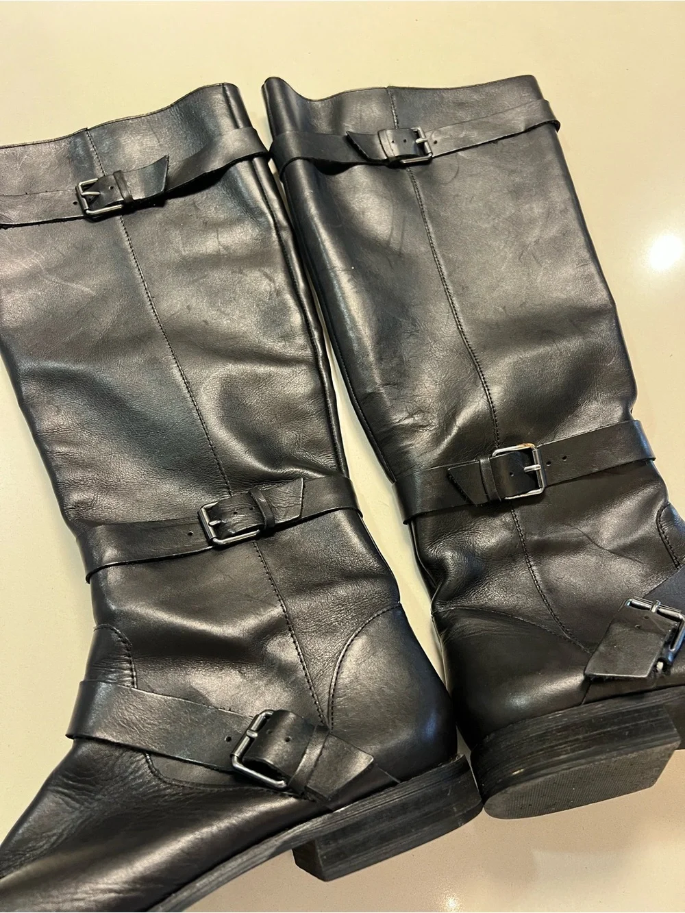 Naturalizer Josey Black Leather Knee-High Moto Riding Equestrian Boots 📐9M